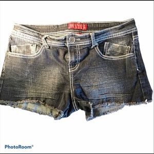 Red Rivet short stretchy denim shorts